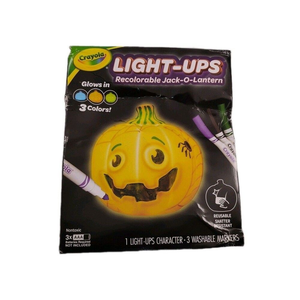 Crayola Light Up Jack-O-Lantern Recolorable Kit with Washable Markers Box Damage